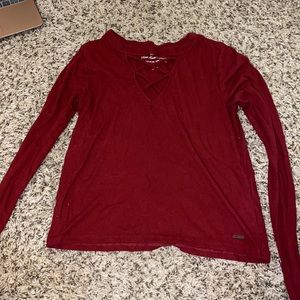Long sleeve garnet tank top